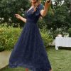 8136iacC8HL.jpg Simplee Women's Boho Floral Maxi Dress Flowy Casual V Neck Short Sleeve Wedding Guest Holiday Beach Long Dress