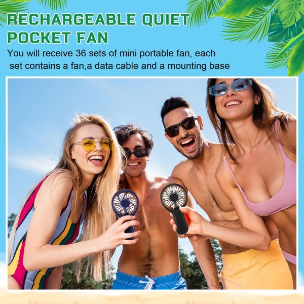 36 Pack Mini Powerful Handheld Fan Bulk 3 Speed USB Rechargeable Small Desk Fan Summer Gift for Wedding Beach Outdoor Women