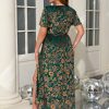 Women's Velvet V Neck Wrap Semi Formal Dress Cocktail Party Maxi Dress for Wedding Guest