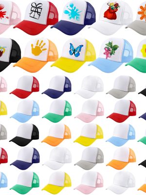 40 Pack Adult DIY Sublimation Trucker Caps Adjustable Mesh Baseball Cap Blank Trucker Hats Bulk for Summer Outdoor