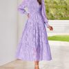 Casual Women's 2025 Spring Dresses Elegant Wedding Guest Dress Long Sleeve Floral Midi Dress Flowy Bohemian Long Dress