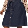 Plus Size Women's Denim Skirts Tie Waist A-Line with Pockets Midi Summer Jeans Skirts