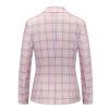 Womens 2 Piece Plaid Suits Set Business Office One Button Blazer Jacket Casual Long Sleeve Pant Suit Set