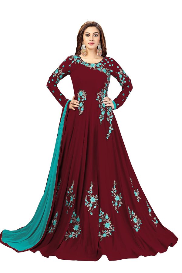 Women's Georgette Embroidery Anarkali Suit Set Stitched