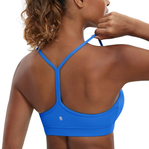 Butterluxe Womens Y Back Sports Bra - Padded Racerback Low Impact Spaghetti Thin Strap Workout Yoga Top