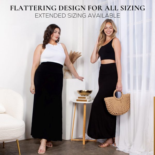 High Waisted Maxi Skirts for Women - Standard & Plus Size Ankle Length Skirt - Formal & Casual Long Skirt for Women