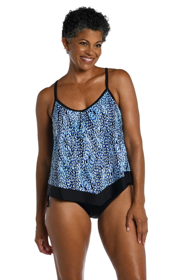Women's V-Neck Flutter Tankini Swimsuit Top