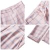 Womens 2 Piece Plaid Suits Set Business Office One Button Blazer Jacket Casual Long Sleeve Pant Suit Set
