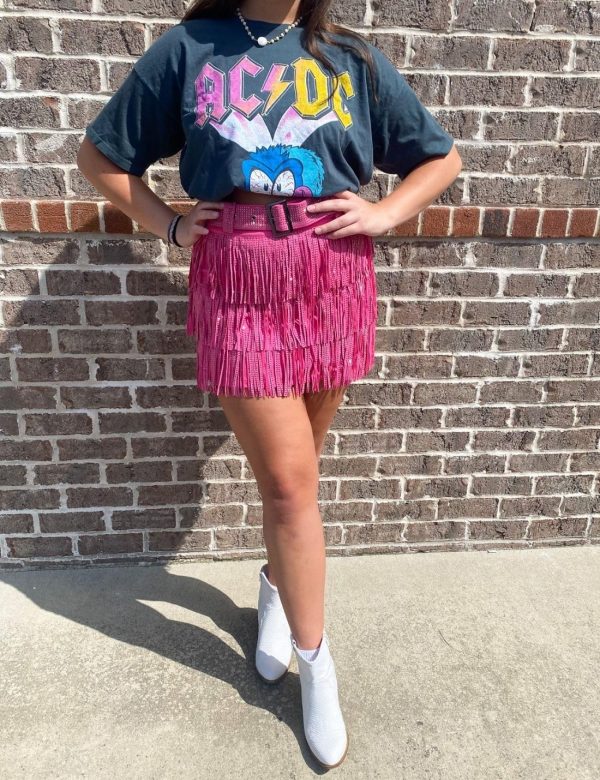 81n9dAtIvyL.jpg Women's Rhinestone Fringe Mini Skirt with Belt