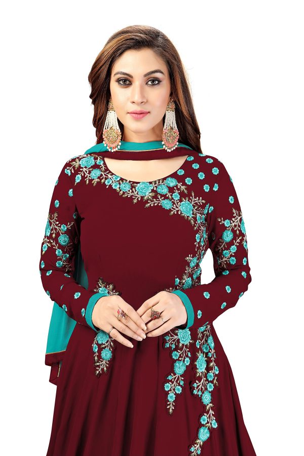 Women's Georgette Embroidery Anarkali Suit Set Stitched