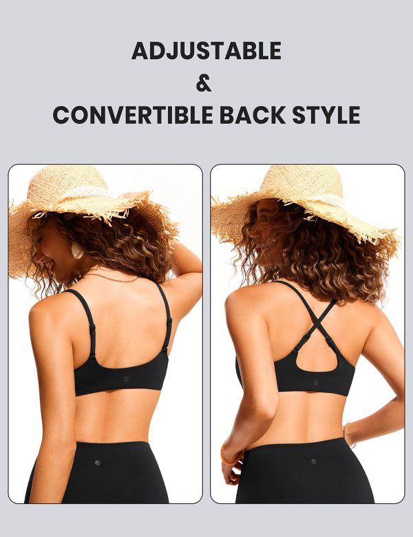 Womens Bikini Top A-C Adjustable Spaghetti Straps Bathing Suit Scoop Neck Padded Swimsuit Bra