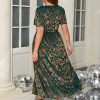 Women's Velvet V Neck Wrap Semi Formal Dress Cocktail Party Maxi Dress for Wedding Guest