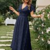 81zn7rJRKTL.jpg Simplee Women's Boho Floral Maxi Dress Flowy Casual V Neck Short Sleeve Wedding Guest Holiday Beach Long Dress