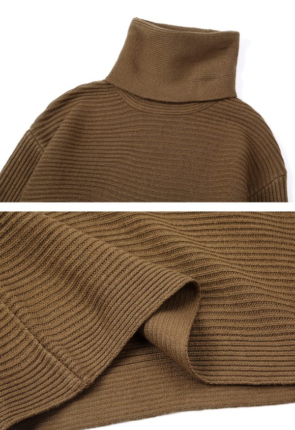 Women's Turtleneck 2 Piece Outfits Ribbed Knit Sweater Midi Pencil Skirt Set